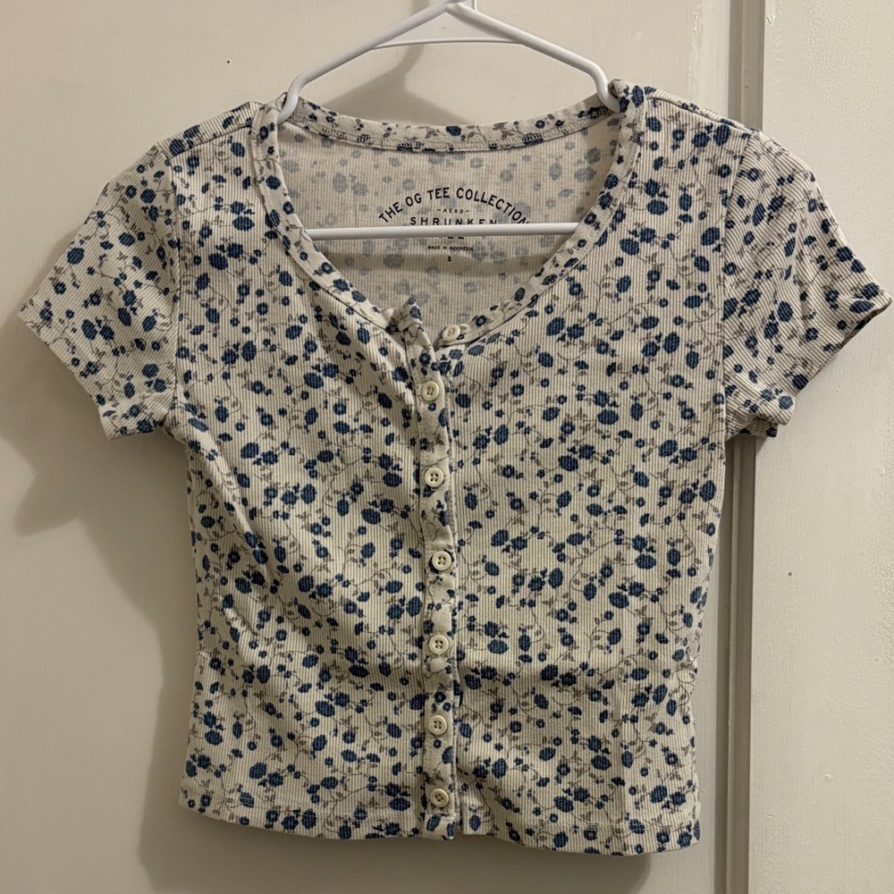Women's Blue Floral Top aero S
